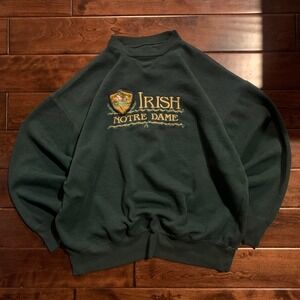 Vintage Midwest Embroidery Notre Dame Fighting Irish Sweatshirt Green XXL